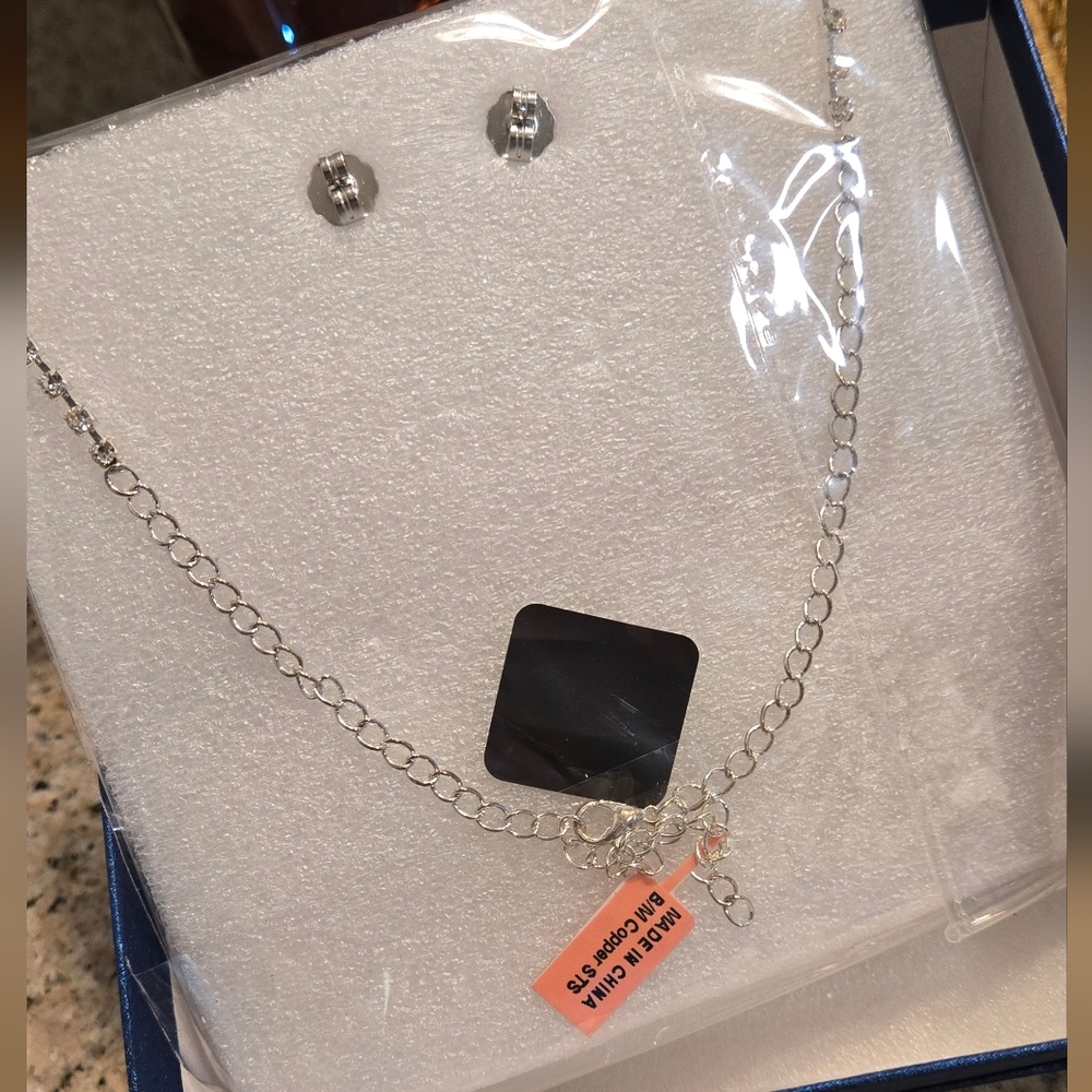 Radiant Silver Necklace and Earring Set - Picture 5 of 8